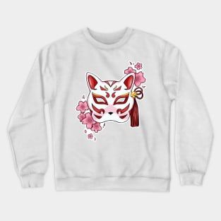 Cherry Blossom Fox Mask - A Playful and Elegant Design Crewneck Sweatshirt